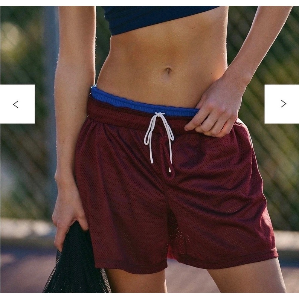 Free People Movement Women When In Venice Mesh Shorts Size Medium Burgundy